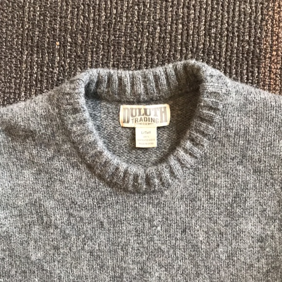 Duluth Trading Co. Shetland Woold Men’s Grey Crewneck Sweater Large Tall - Picture 3 of 5
